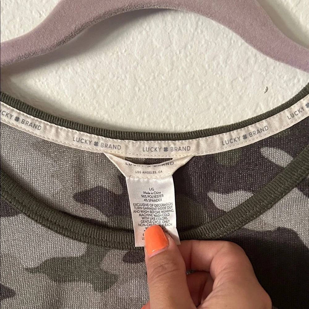LUCKY BRAND Olive Camouflage Tee - Picture 2 of 3